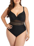 Oversized Mesh Hollow Plain One-piece Swimsuit Shopvhs.com