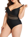 Oversized Mesh Hollow Plain One-piece Swimsuit Shopvhs.com