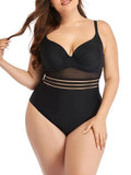 Oversized Mesh Hollow Plain One-piece Swimsuit Shopvhs.com