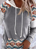 Pattern Printed Pocket Long Sleeve Hoody Shopvhs.com