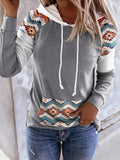 Pattern Printed Pocket Long Sleeve Hoody Shopvhs.com