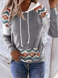 Pattern Printed Pocket Long Sleeve Hoody Shopvhs.com