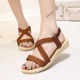 Peep Toe Solid Color Flat Sandals For Women Shopvhs.com