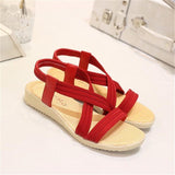 Peep Toe Solid Color Flat Sandals For Women Shopvhs.com