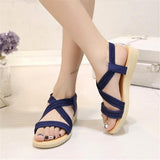 Peep Toe Solid Color Flat Sandals For Women Shopvhs.com