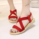 Peep Toe Solid Color Flat Sandals For Women Shopvhs.com