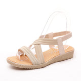 Peep Toe Solid Color Flat Sandals For Women Shopvhs.com