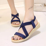 Peep Toe Solid Color Flat Sandals For Women Shopvhs.com