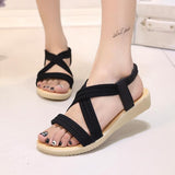 Peep Toe Solid Color Flat Sandals For Women Shopvhs.com