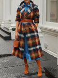 Plaid Lapel Double-Breasted Woolen Long Coat Shopvhs.com