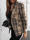 Plaid Notched Collar Button Slim Suit Jacket Shopvhs.com