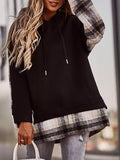 Plaid Paneled Pullover Long Sleeve Hoody Shopvhs.com