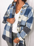 Plaid Pocket Button Long Sleeve Shirt Coat Shopvhs.com