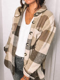 Plaid Pocket Button Long Sleeve Shirt Coat Shopvhs.com