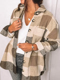 Plaid Pocket Button Long Sleeve Shirt Coat Shopvhs.com