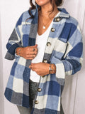 Plaid Pocket Button Long Sleeve Shirt Coat Shopvhs.com