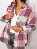 Plaid Pocket Button Long Sleeve Shirt Coat Shopvhs.com