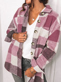 Plaid Pocket Button Long Sleeve Shirt Coat Shopvhs.com