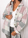 Plaid Pocket Button Long Sleeve Shirt Coat Shopvhs.com