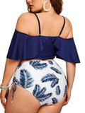 Plus Size Strappy Ruffled Drawstring Two-piece Swimsuit Shopvhs.com