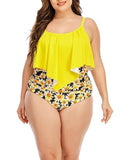 Plus Size Sunflower Printed Swimsuit High Waist Two-piece Swimsuit Shopvhs.com