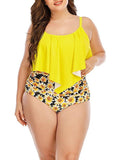 Plus Size Sunflower Printed Swimsuit High Waist Two-piece Swimsuit Shopvhs.com