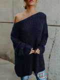 Plush Slanted Shoulder Long Sleeve Sweater Shopvhs.com