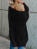 Plush Slanted Shoulder Long Sleeve Sweater Shopvhs.com