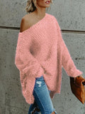 Plush Slanted Shoulder Long Sleeve Sweater Shopvhs.com