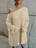 Plush Slanted Shoulder Long Sleeve Sweater Shopvhs.com