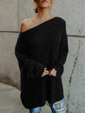 Plush Slanted Shoulder Long Sleeve Sweater Shopvhs.com