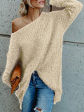 Plush Slanted Shoulder Long Sleeve Sweater Shopvhs.com