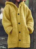 Pocket Button Hooded Sweater Mid-Length Coat Shopvhs.com