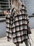 Pocket Button Plaid Shirt Long Coat Shopvhs.com
