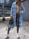 Pocket Button Plaid Shirt Long Coat Shopvhs.com