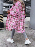 Pocket Button Plaid Shirt Long Coat Shopvhs.com