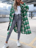 Pocket Button Plaid Shirt Long Coat Shopvhs.com
