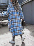 Pocket Button Plaid Shirt Long Coat Shopvhs.com