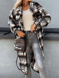 Pocket Button Plaid Shirt Long Coat Shopvhs.com