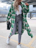 Pocket Button Plaid Shirt Long Coat Shopvhs.com