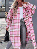 Pocket Button Plaid Shirt Long Coat Shopvhs.com