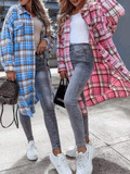 Pocket Button Plaid Shirt Long Coat Shopvhs.com