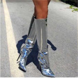 Pointed Toe Over Knee Side Zipper Thigh-High Boots With Stiletto Heels Shopvhs.com