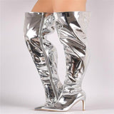 Pointed Toe Over Knee Side Zipper Thigh-High Boots With Stiletto Heels Shopvhs.com