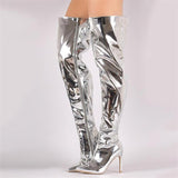 Pointed Toe Over Knee Side Zipper Thigh-High Boots With Stiletto Heels Shopvhs.com