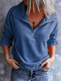 Polar Fleece Stand Collar Zipper Long Sleeves Hoodie Shopvhs.com