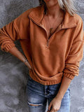 Polar Fleece Stand Collar Zipper Long Sleeves Hoodie Shopvhs.com