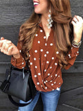 Polka Dot Button Long Sleeve Blouse Shopvhs.com