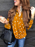 Polka Dot Button Long Sleeve Blouse Shopvhs.com