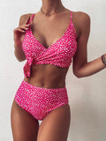 Polka Dot Cross Bandage High Waist Bikini Shopvhs.com